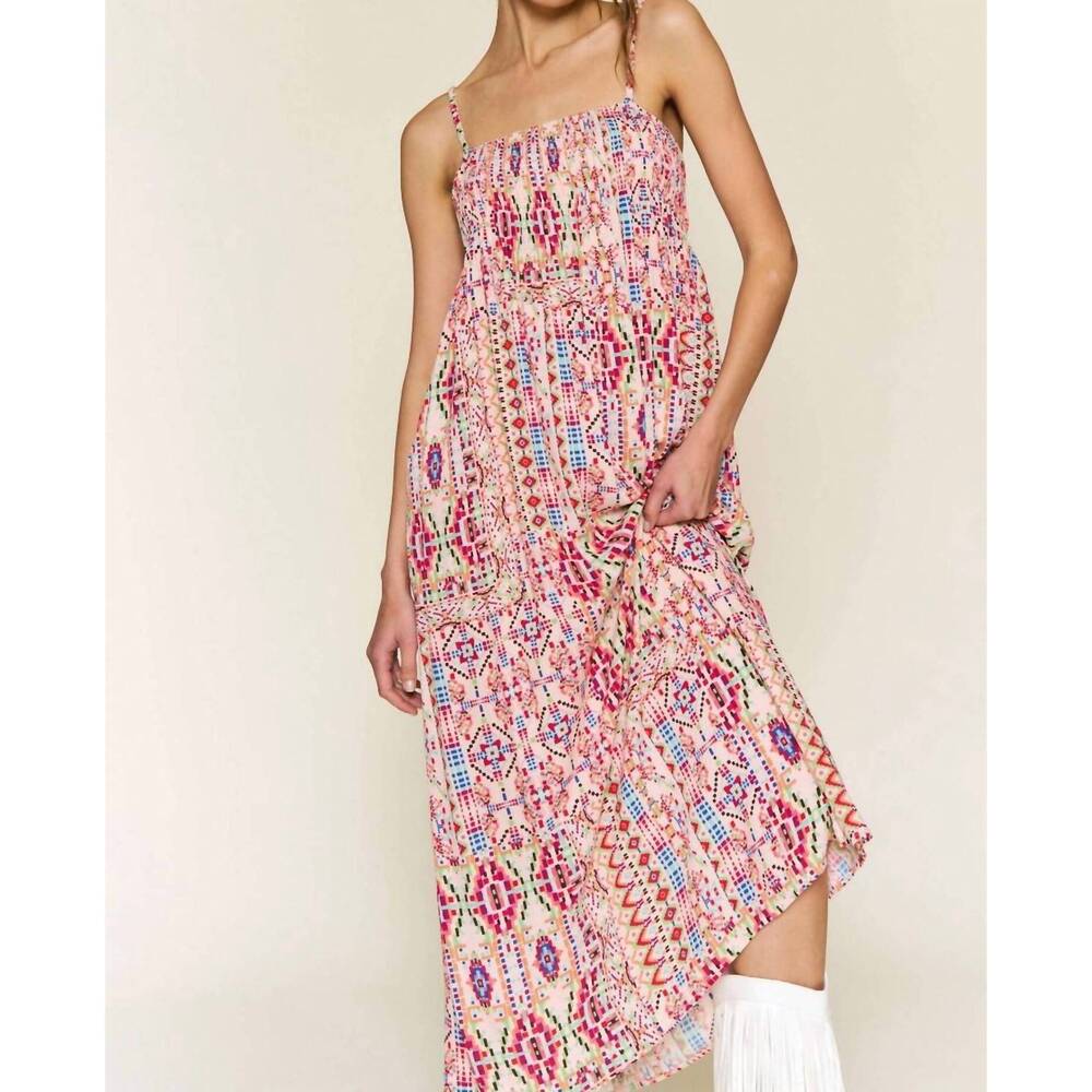 NEW IN THE BEGINNING southwest sunset midi dress in multi